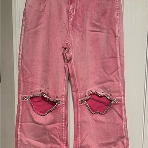 Pink Diamond Knee Jeans